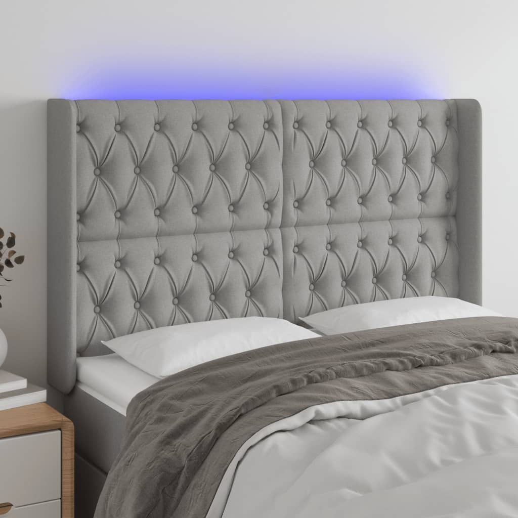 Tête de lit à LED Gris clair 147x16x118/128 cm Tissu - XIOS