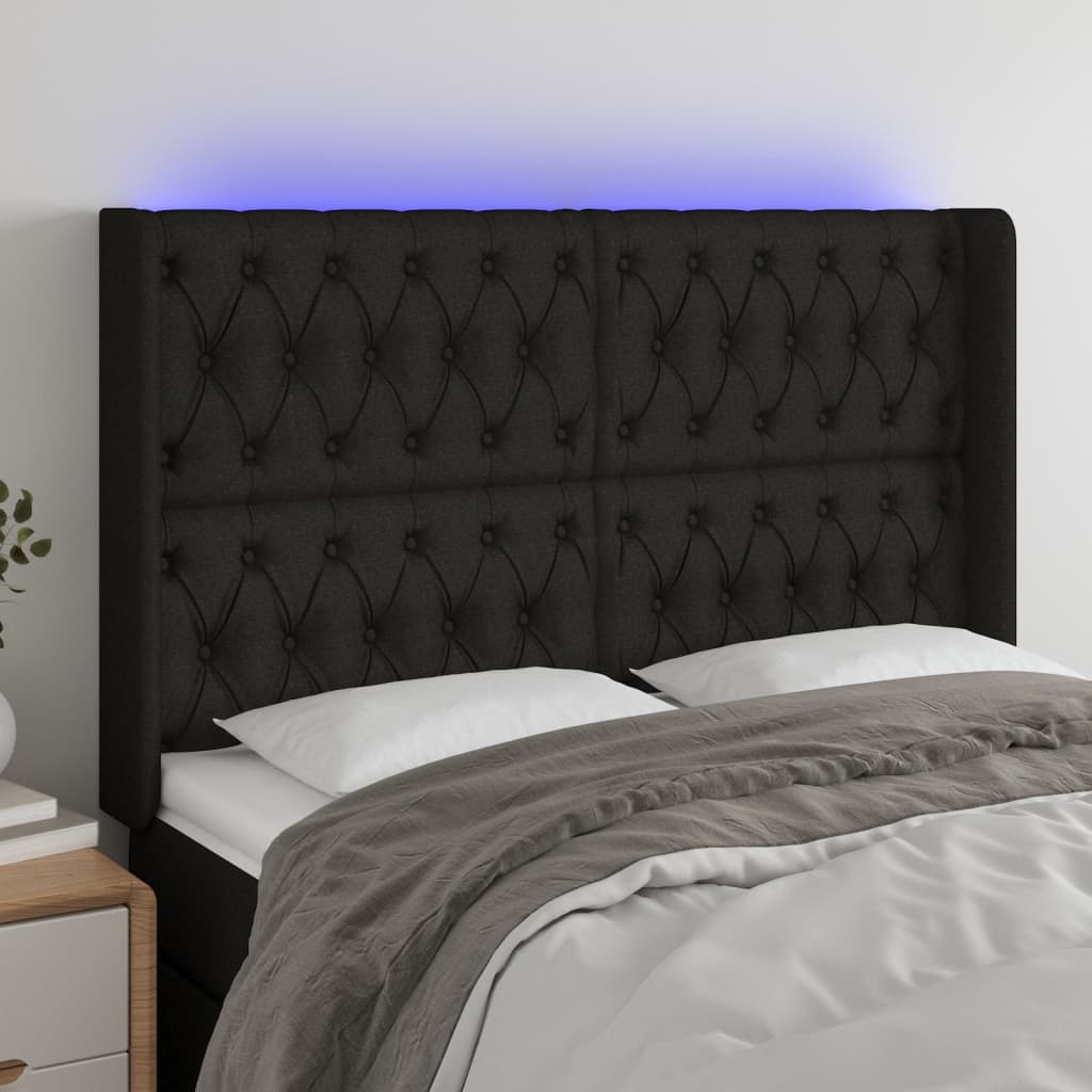 Tête de lit à LED Noir 147x16x118/128 cm Tissu - XIOS