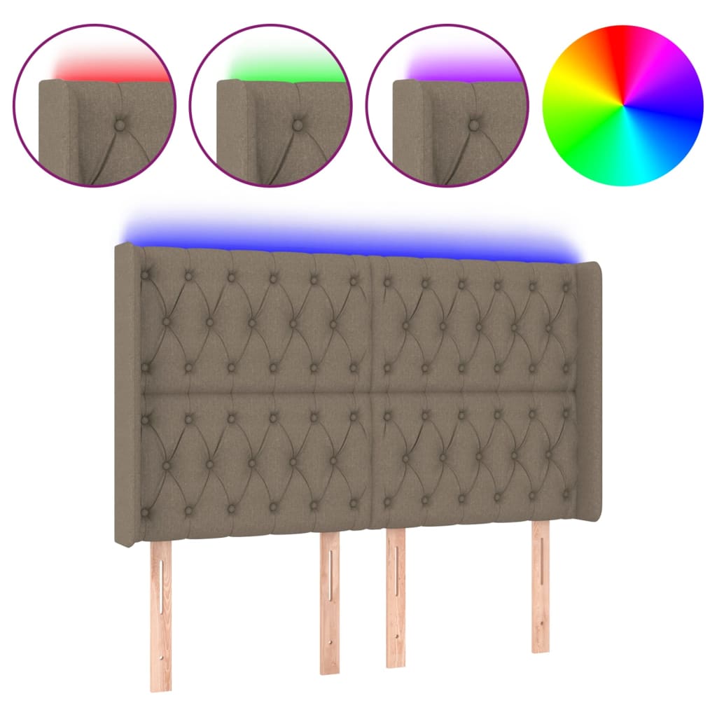 Tête de lit à LED Taupe 147x16x118/128 cm Tissu - XIOS