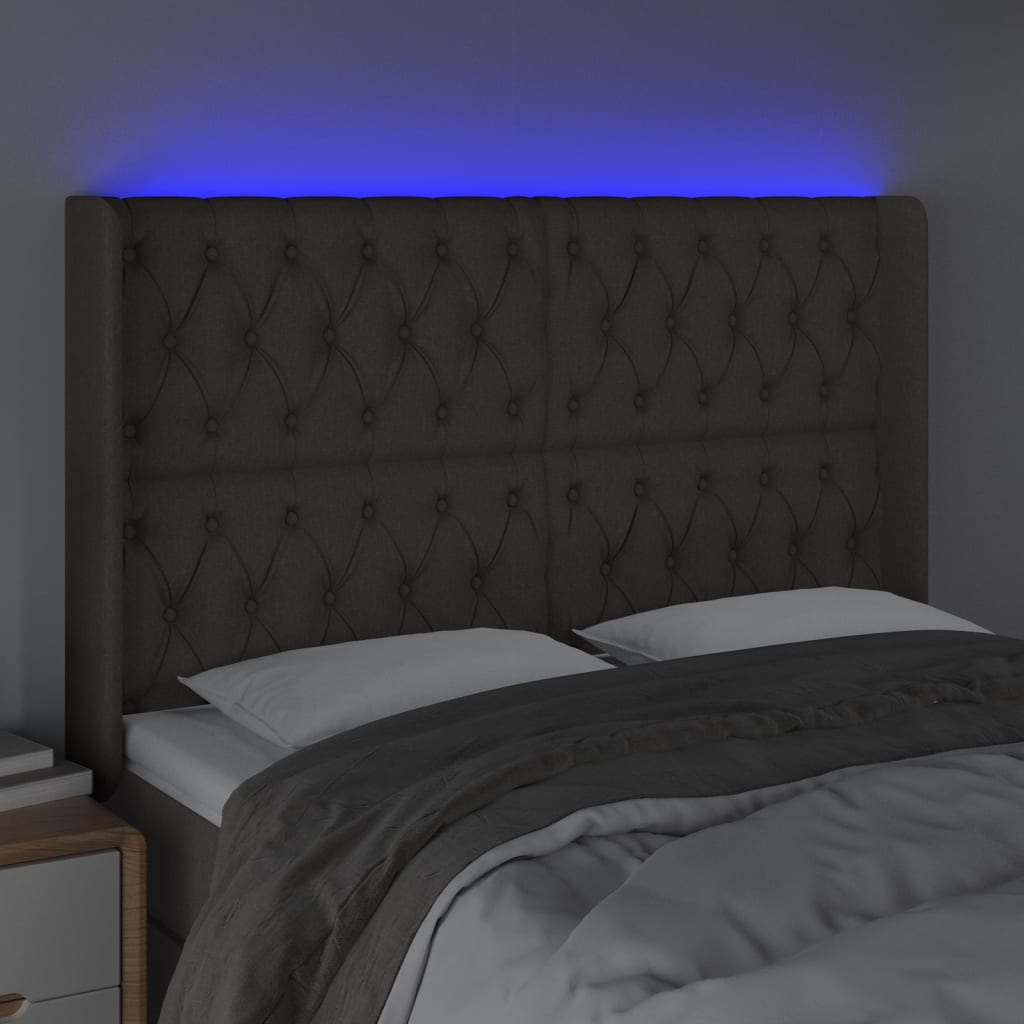 Tête de lit à LED Taupe 147x16x118/128 cm Tissu - XIOS