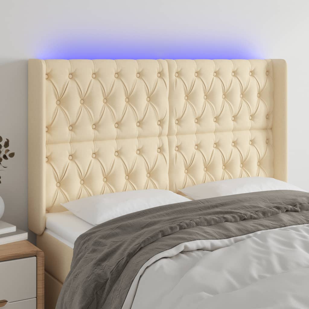 Tête de lit à LED Crème 147x16x118/128 cm Tissu - XIOS