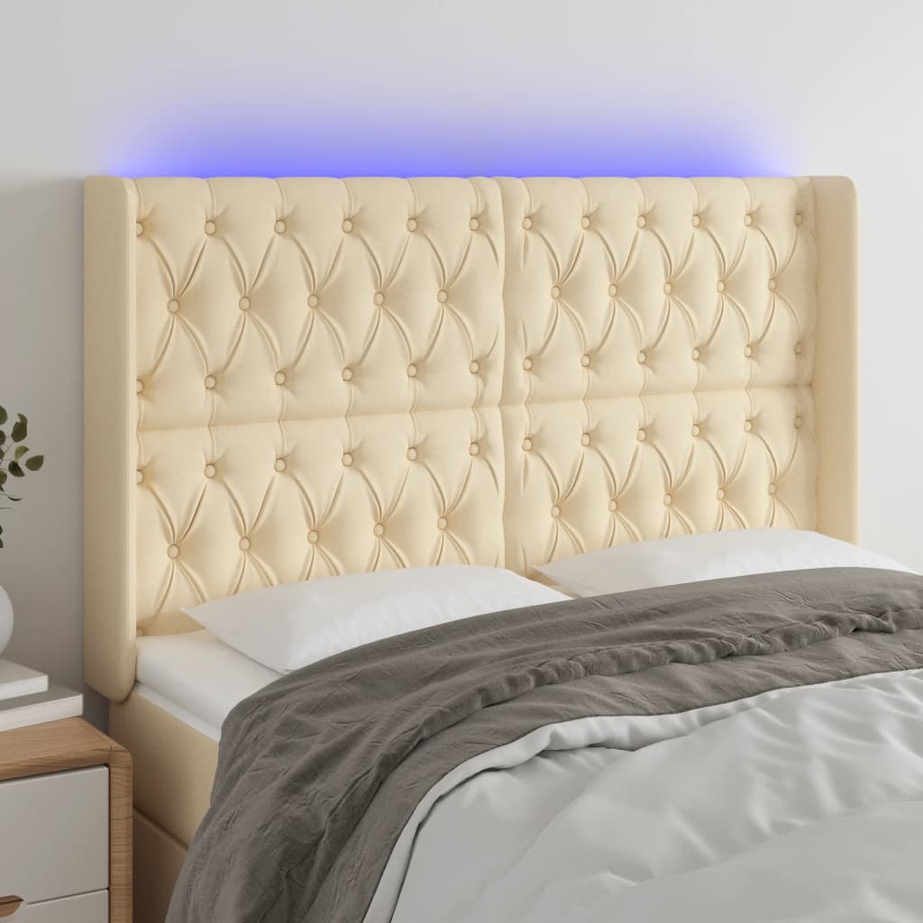 Tête de lit à LED Crème 163x16x118/128 cm Tissu - XIOS