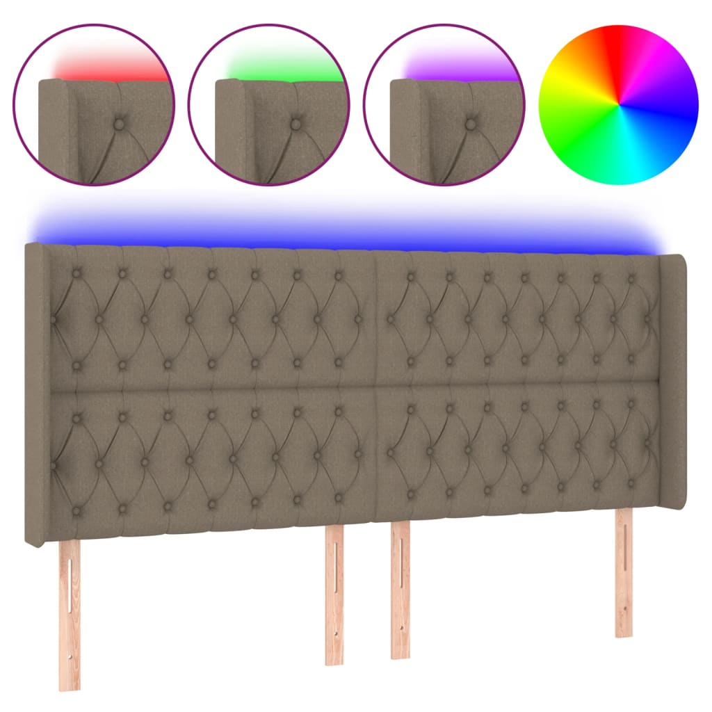 Tête de lit à LED Taupe 183x16x118/128 cm Tissu - XIOS