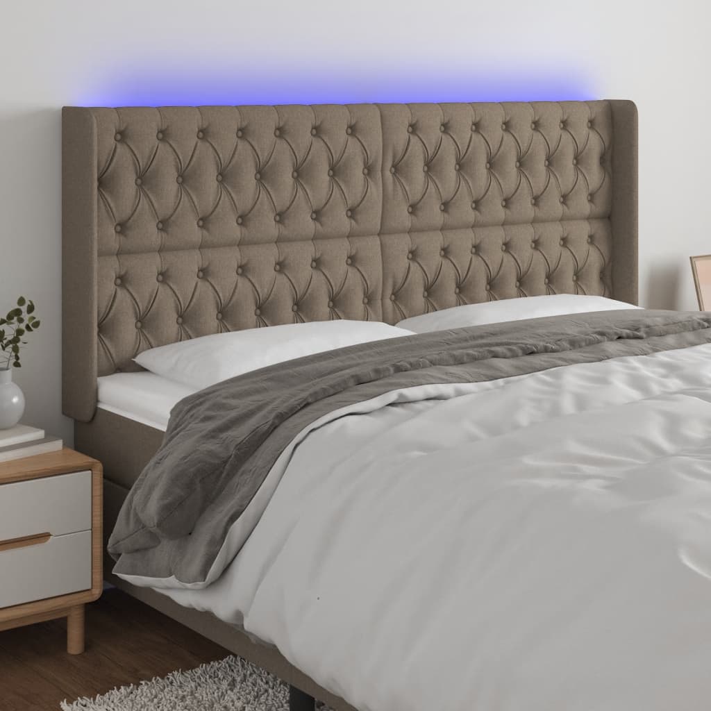 Tête de lit à LED Taupe 203x16x118/128 cm Tissu - XIOS