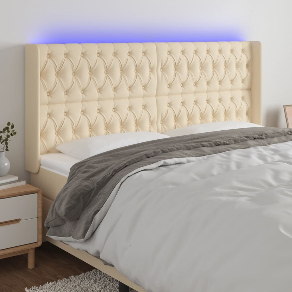 Tête de lit à LED Crème 203x16x118/128 cm Tissu - XIOS
