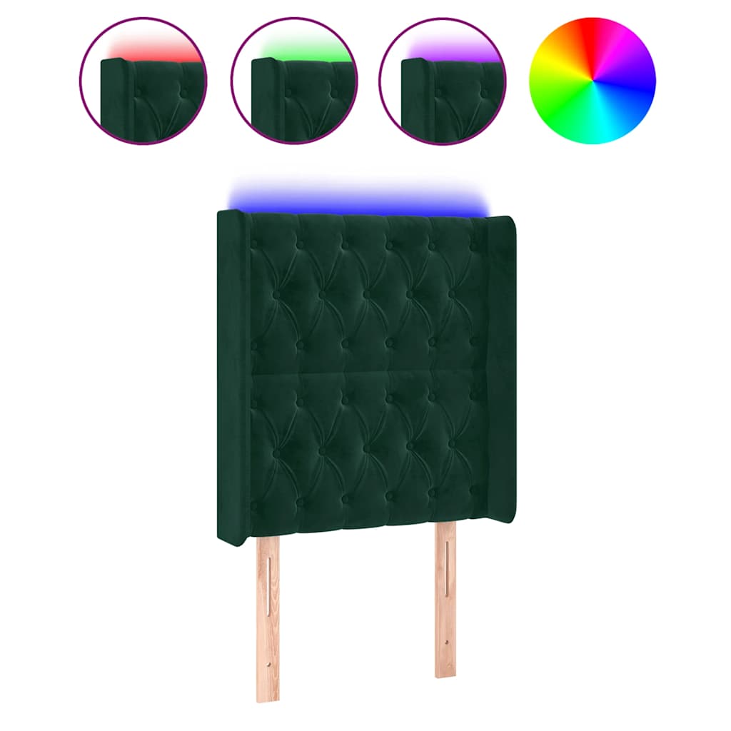 Tête de lit à LED Vert foncé 83x16x118/128 cm Velours - XIOS