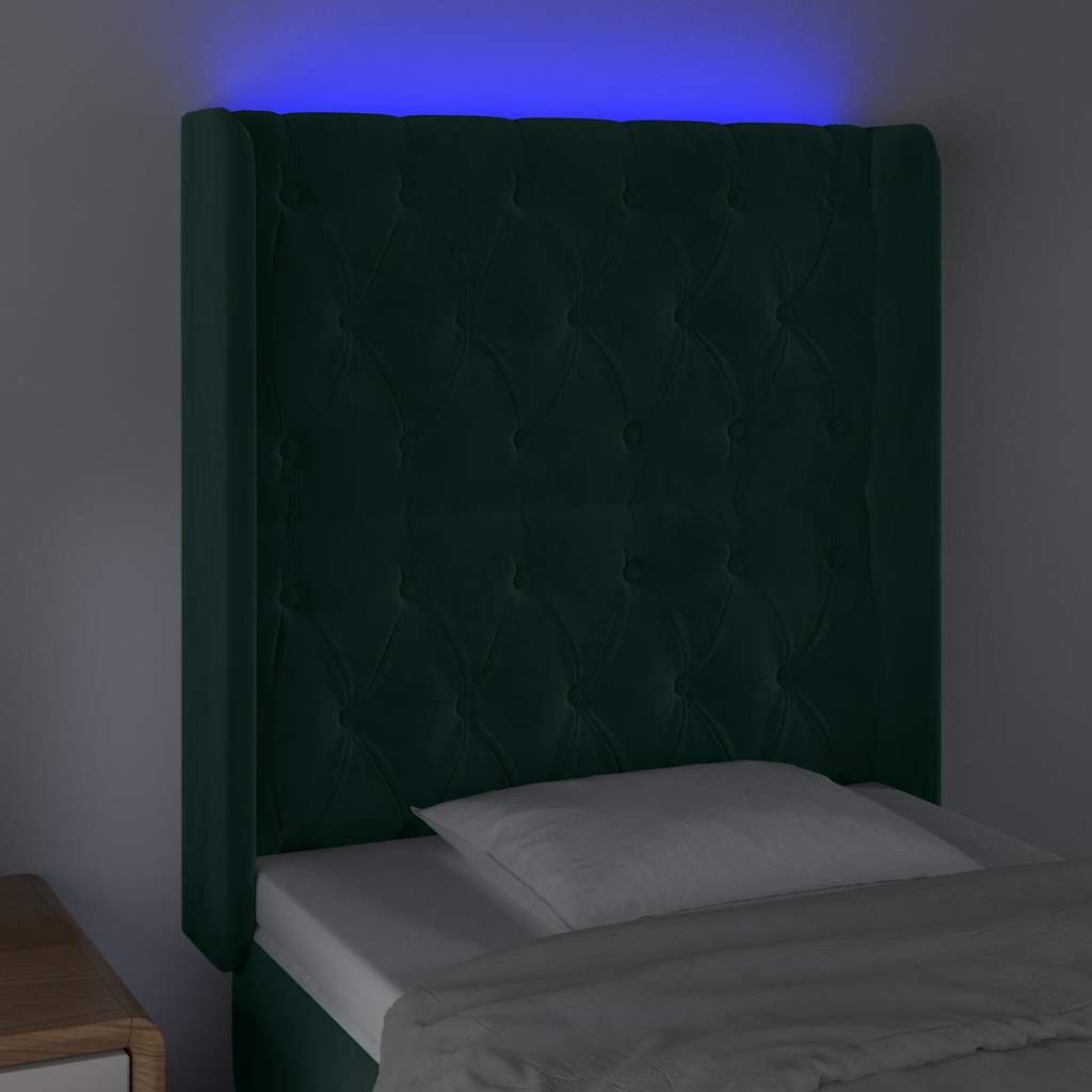 Tête de lit à LED Vert foncé 83x16x118/128 cm Velours - XIOS