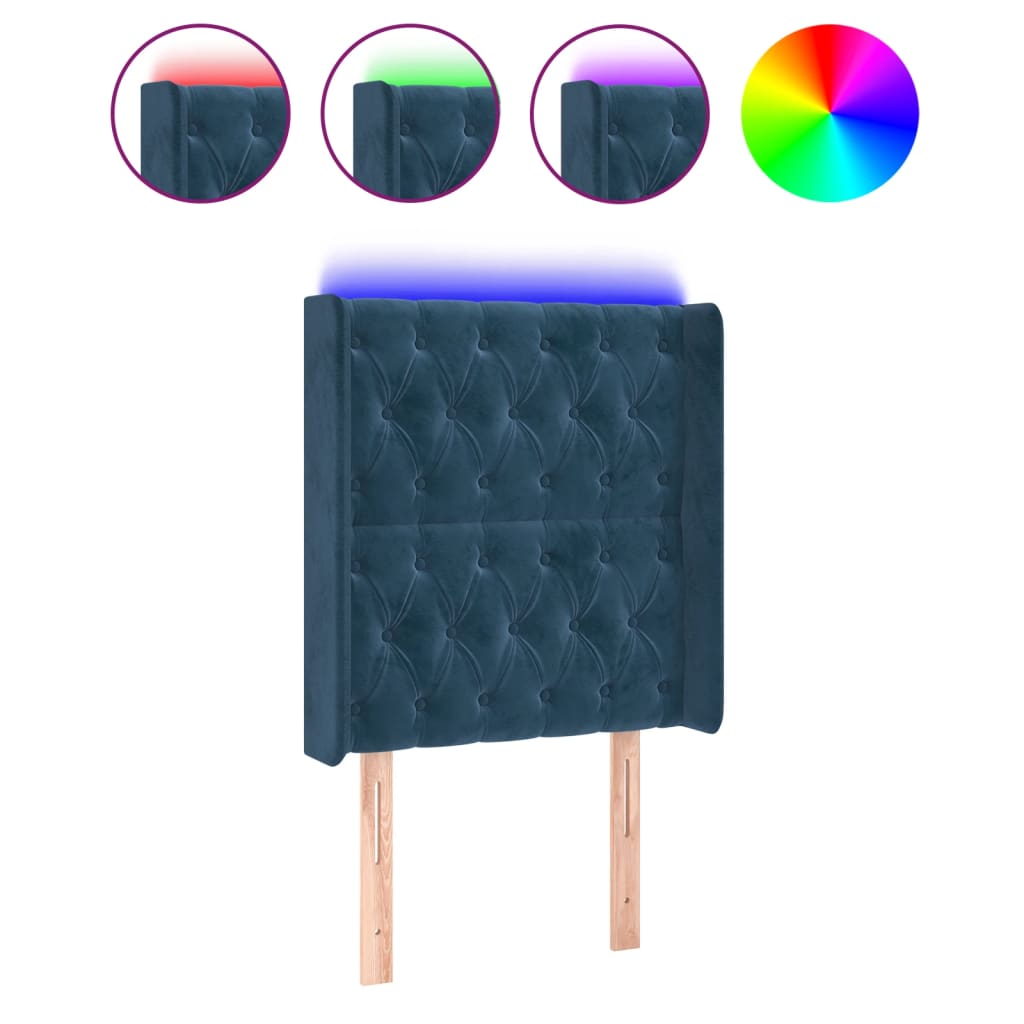 Tête de lit à LED Bleu foncé 83x16x118/128 cm Velours - XIOS