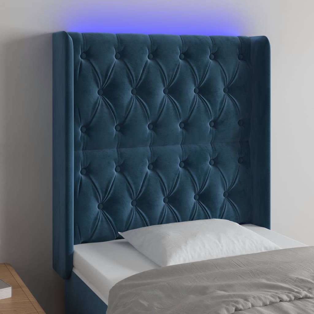Tête de lit à LED Bleu foncé 83x16x118/128 cm Velours - XIOS