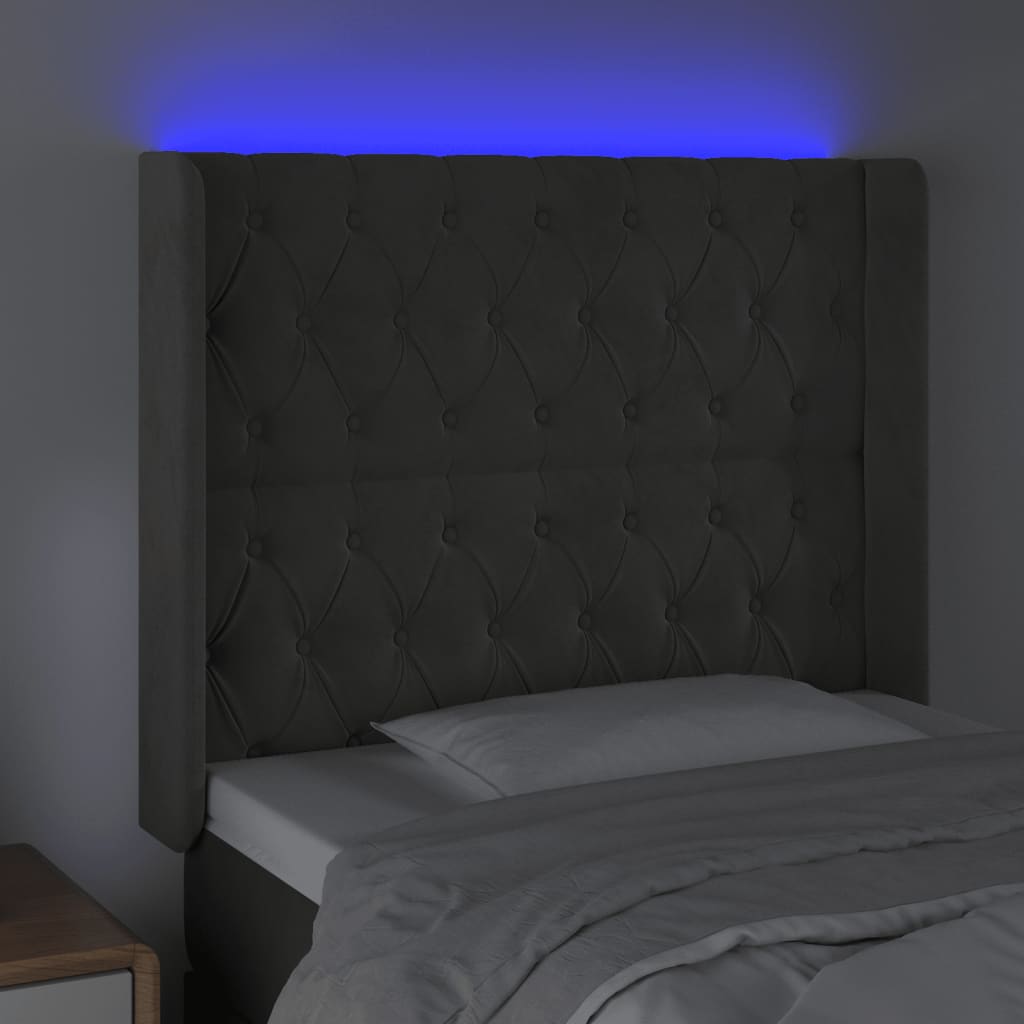 Tête de lit à LED Gris foncé 93x16x118/128 cm Velours - XIOS