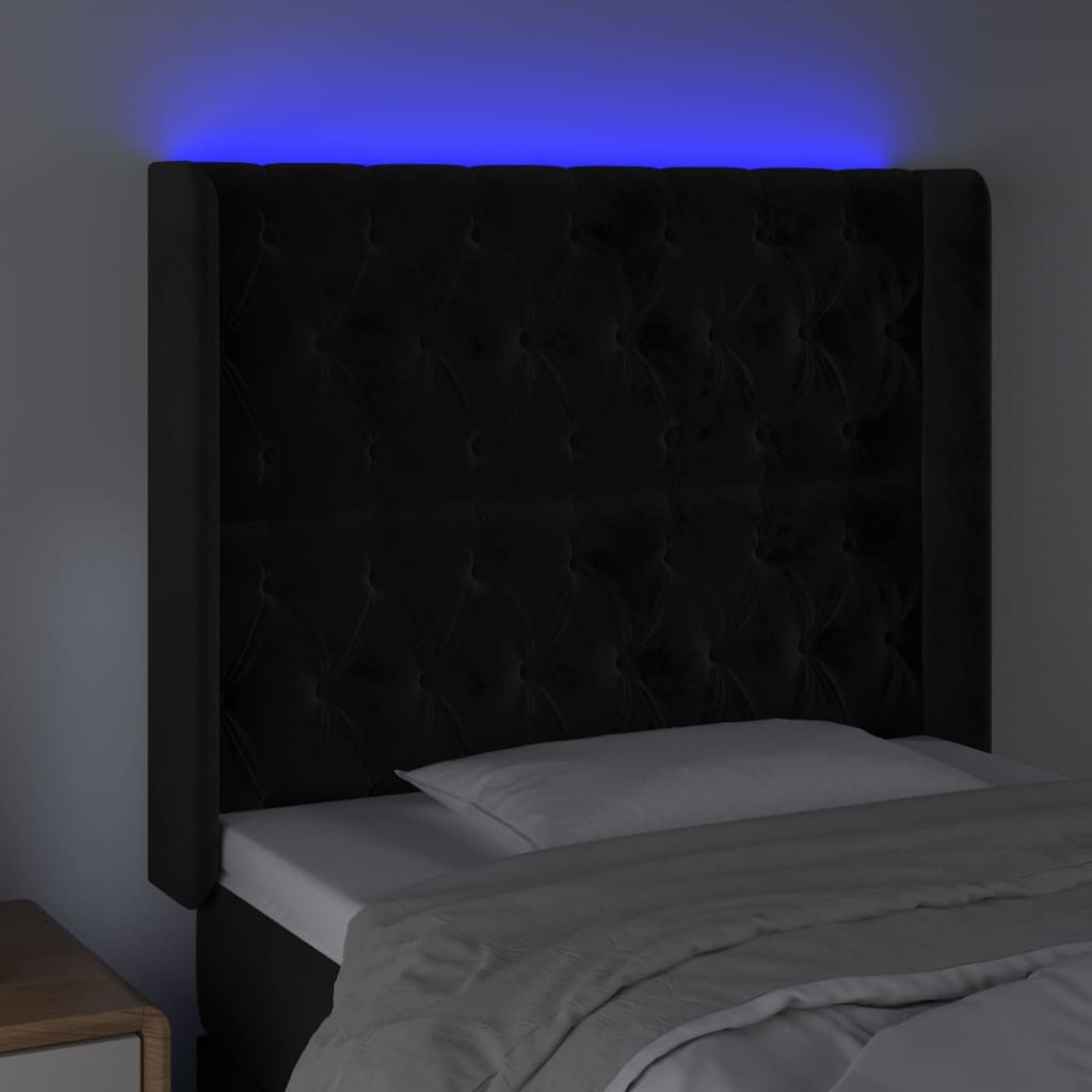 Tête de lit à LED Noir 93x16x118/128 cm Velours - XIOS