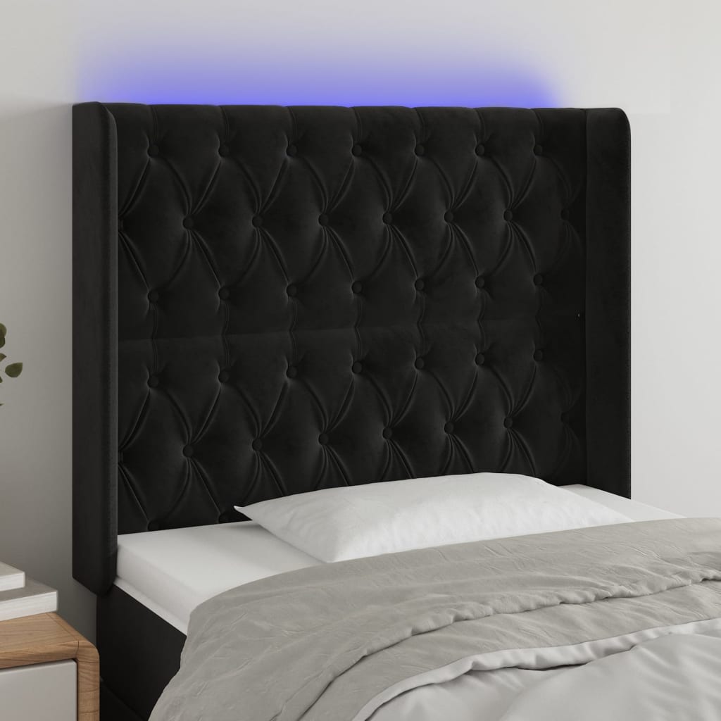 Tête de lit à LED Noir 93x16x118/128 cm Velours - XIOS