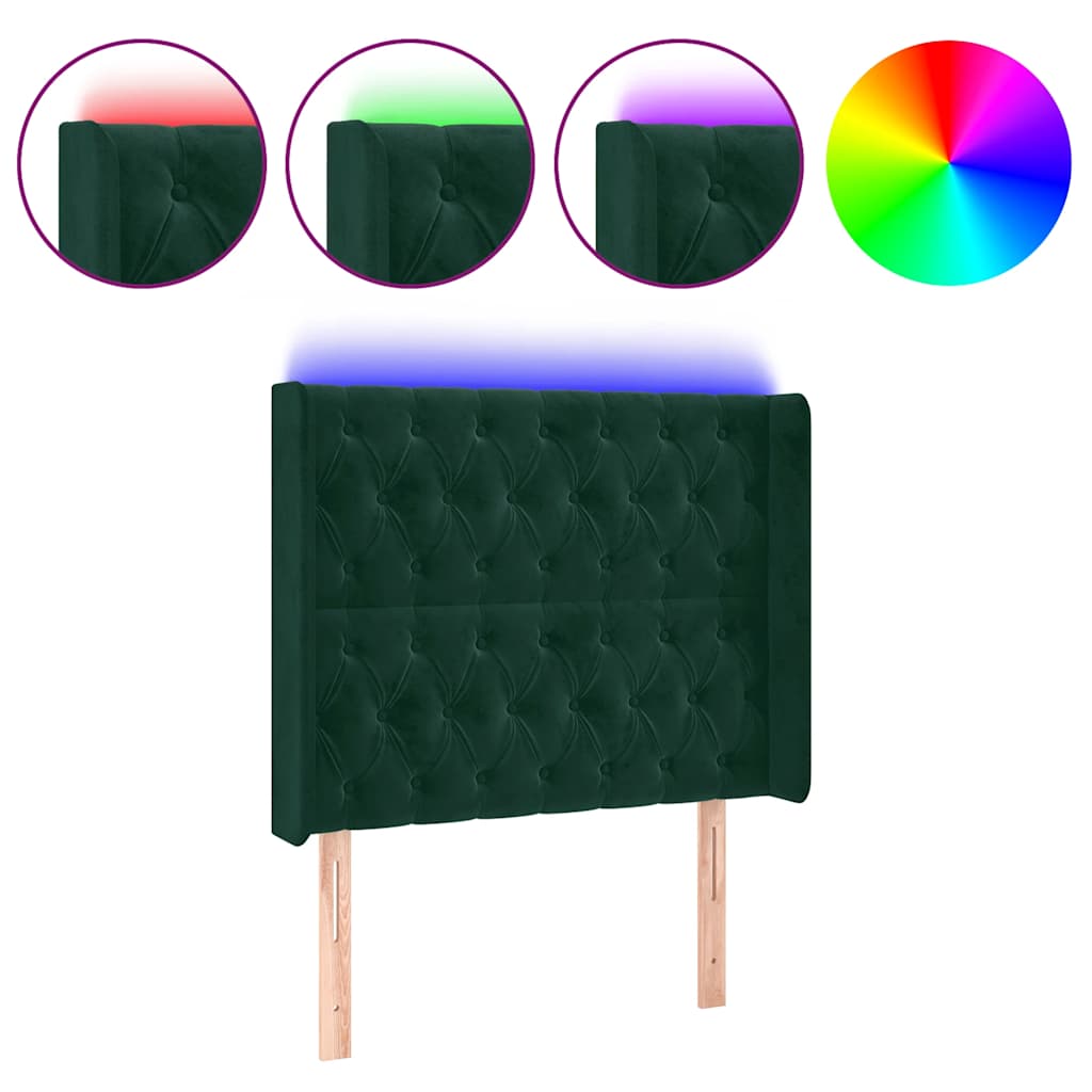 Tête de lit à LED Vert foncé 93x16x118/128 cm Velours - XIOS
