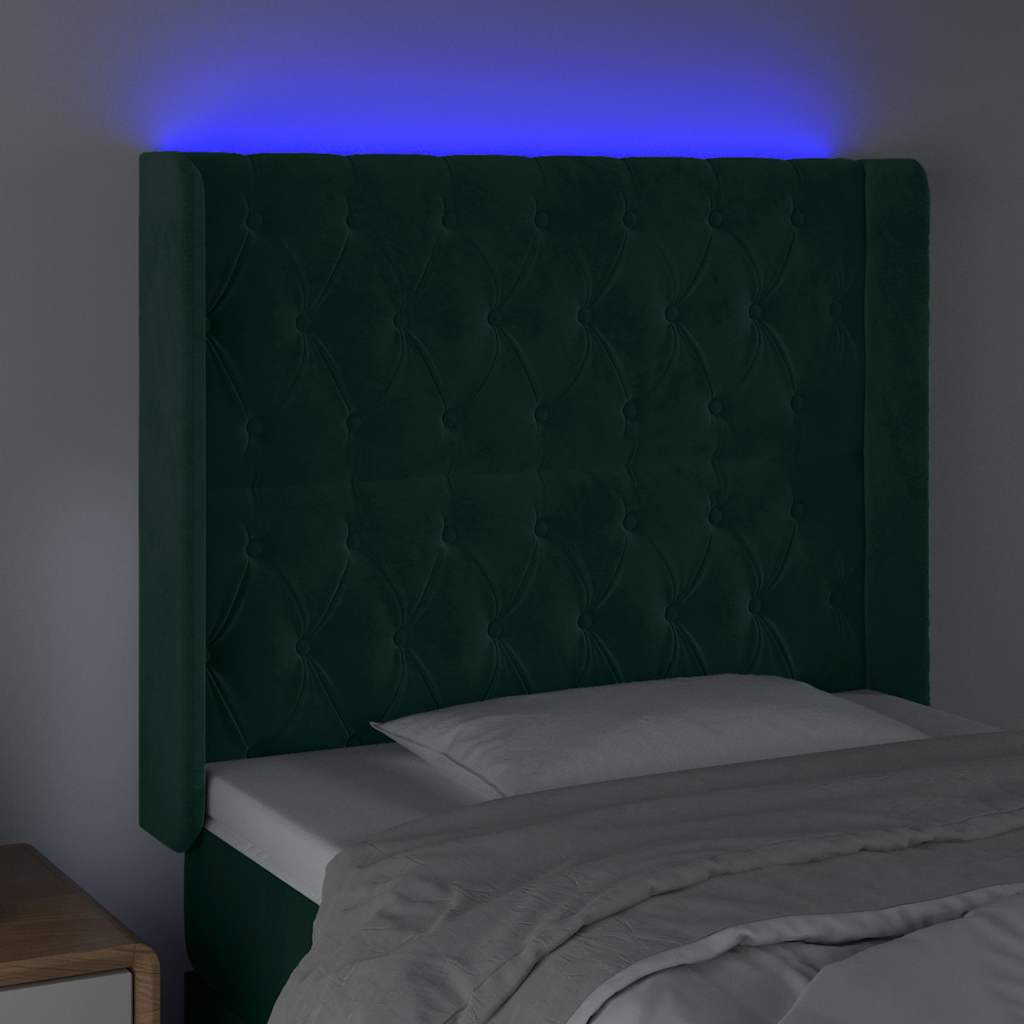 Tête de lit à LED Vert foncé 93x16x118/128 cm Velours - XIOS