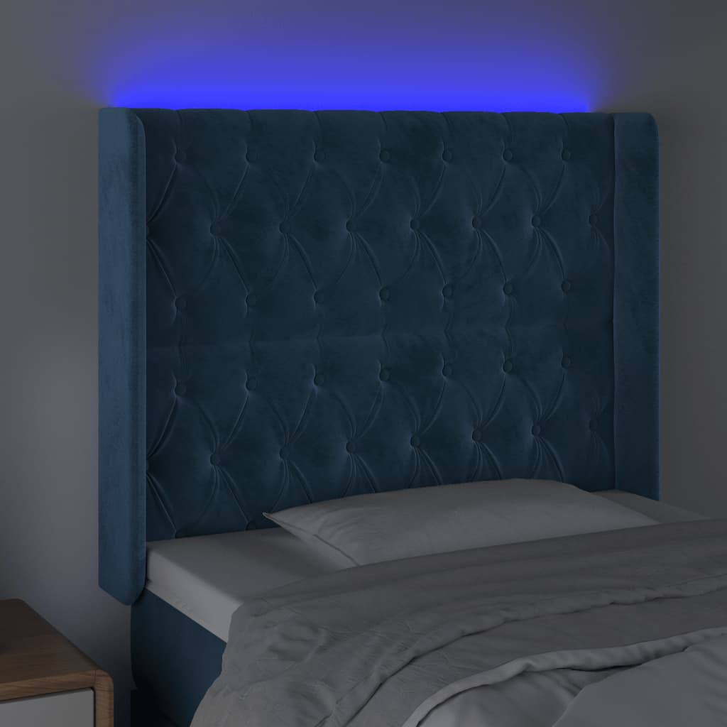 Tête de lit à LED Bleu foncé 93x16x118/128 cm Velours - XIOS