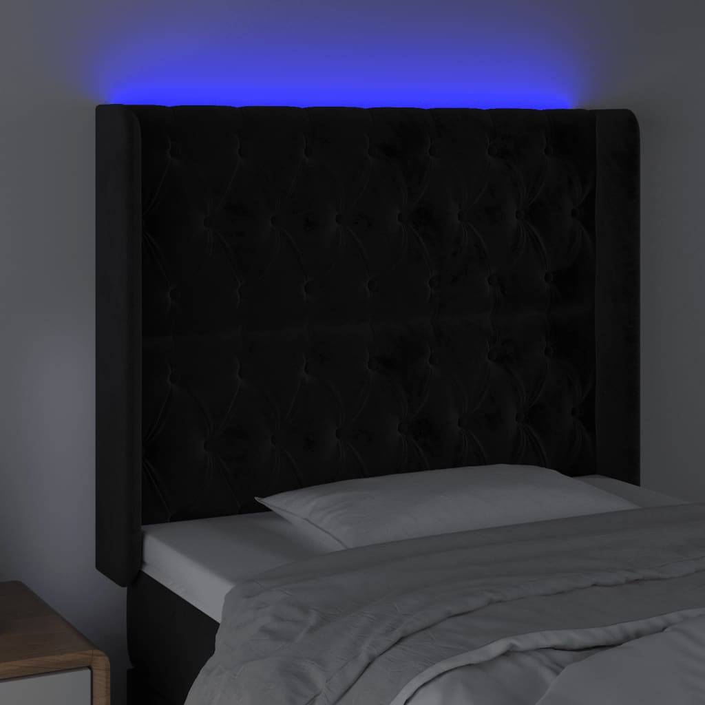 Tête de lit à LED Noir 103x16x118/128 cm Velours - XIOS