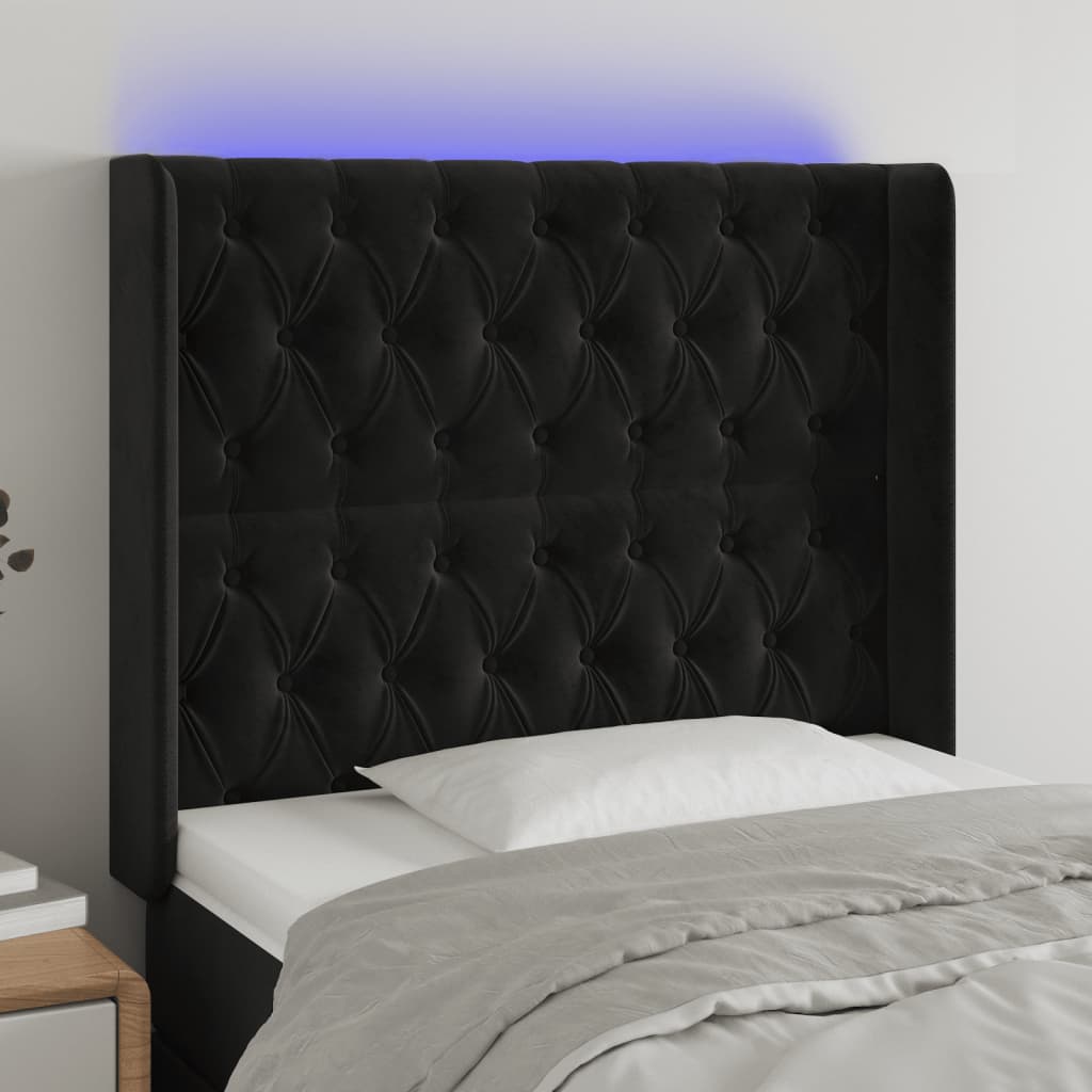 Tête de lit à LED Noir 103x16x118/128 cm Velours - XIOS