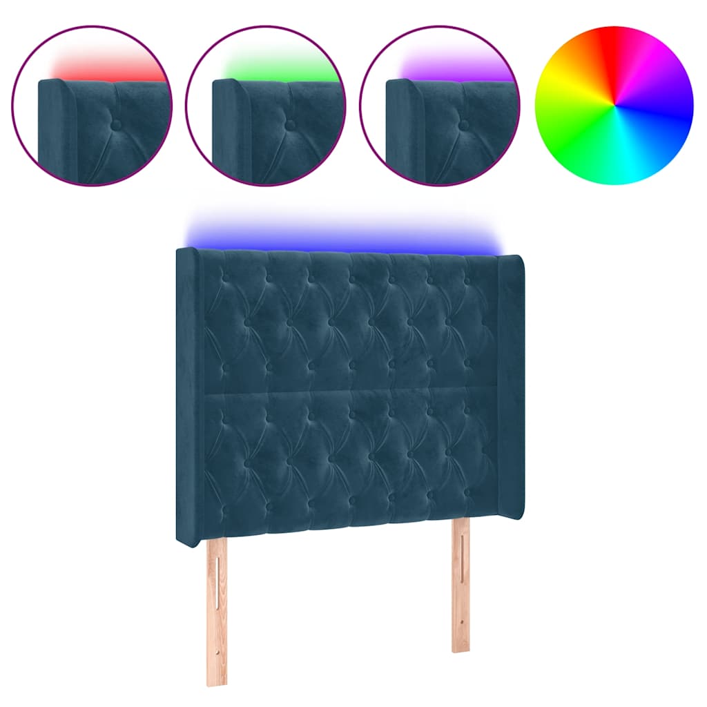 Tête de lit à LED Bleu foncé 103x16x118/128 cm Velours - XIOS