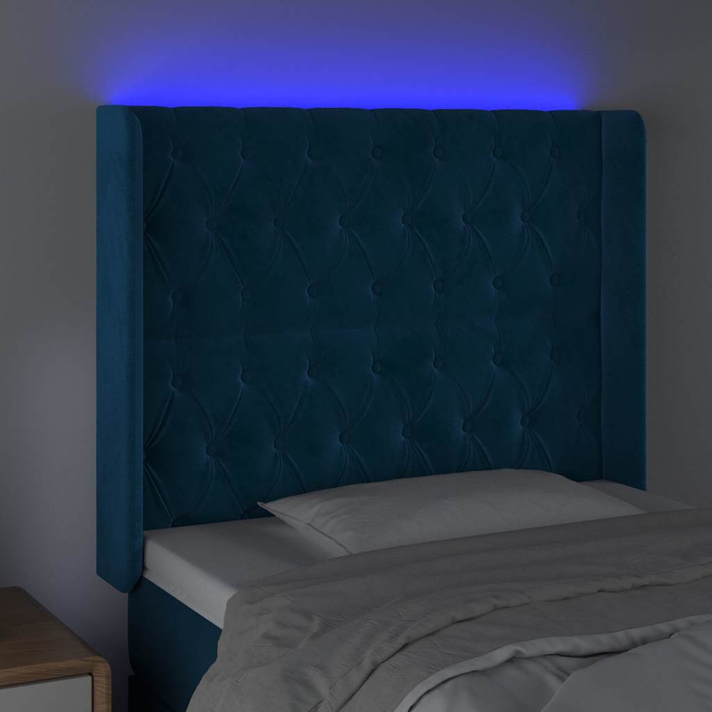 Tête de lit à LED Bleu foncé 103x16x118/128 cm Velours - XIOS