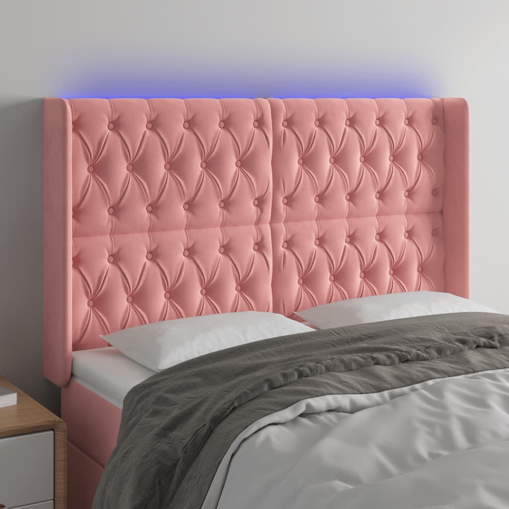 Tête de lit à LED Rose 147x16x118/128 cm Velours - XIOS