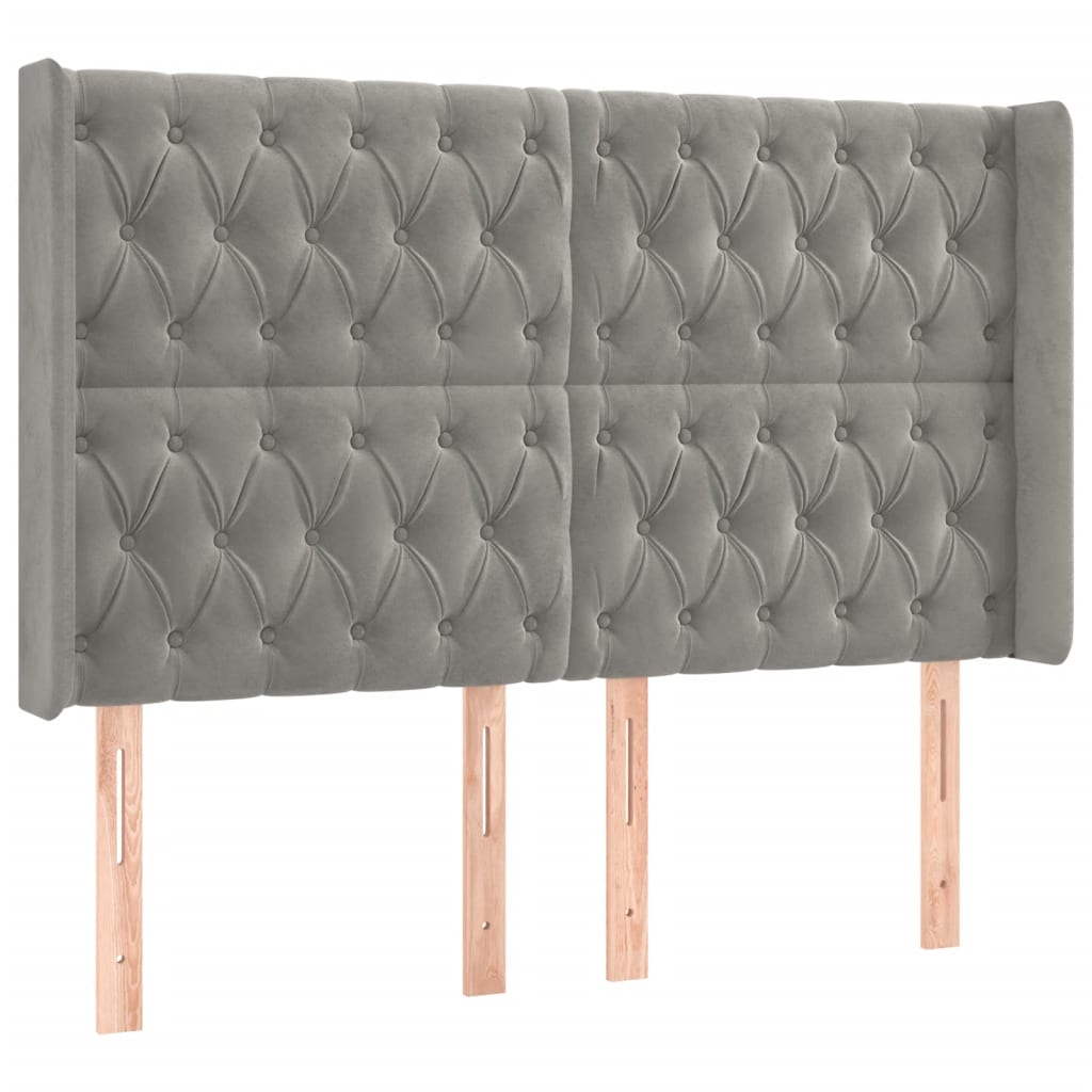 Tête de lit à LED Gris clair 163x16x118/128 cm Velours - XIOS