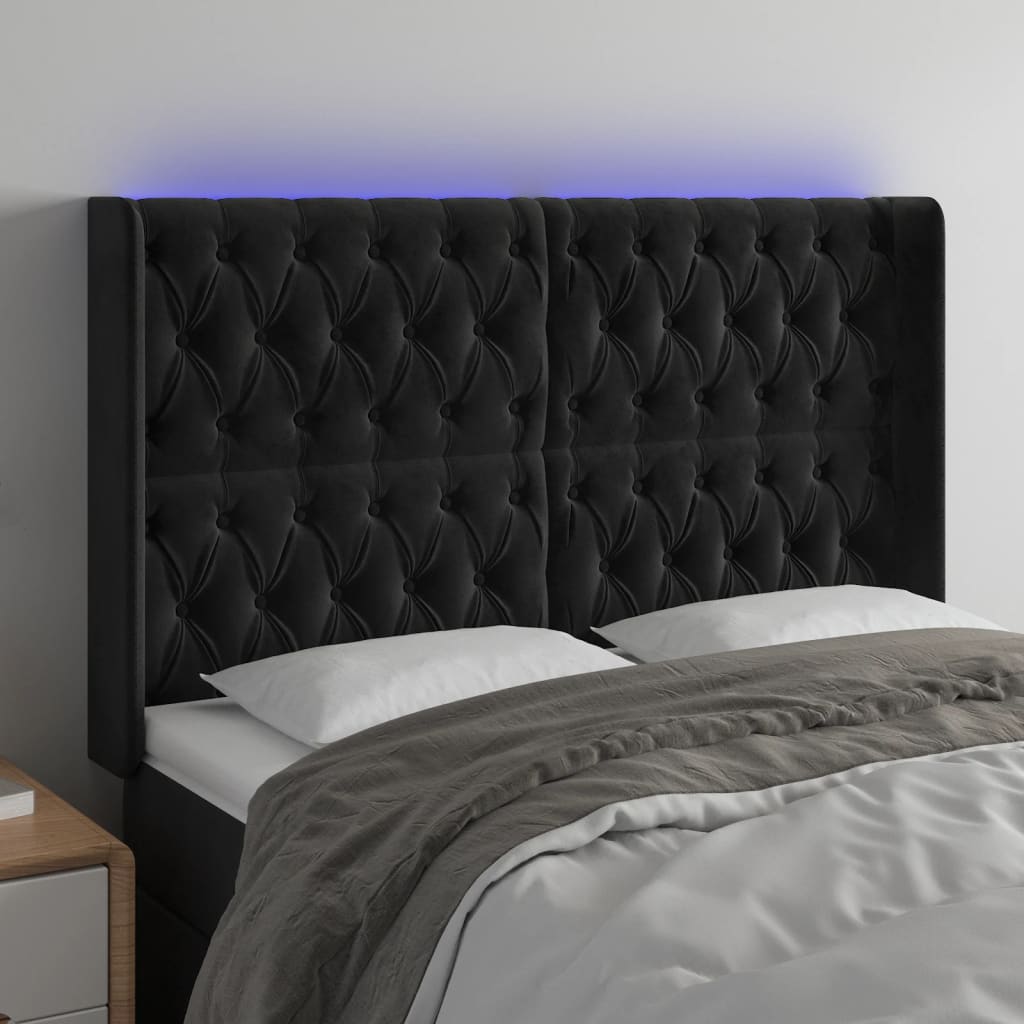 Tête de lit à LED Noir 163x16x118/128 cm Velours - XIOS