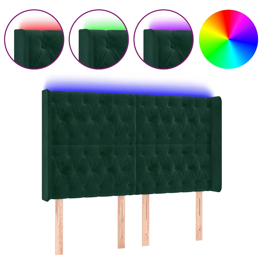 Tête de lit à LED Vert foncé 163x16x118/128 cm Velours - XIOS