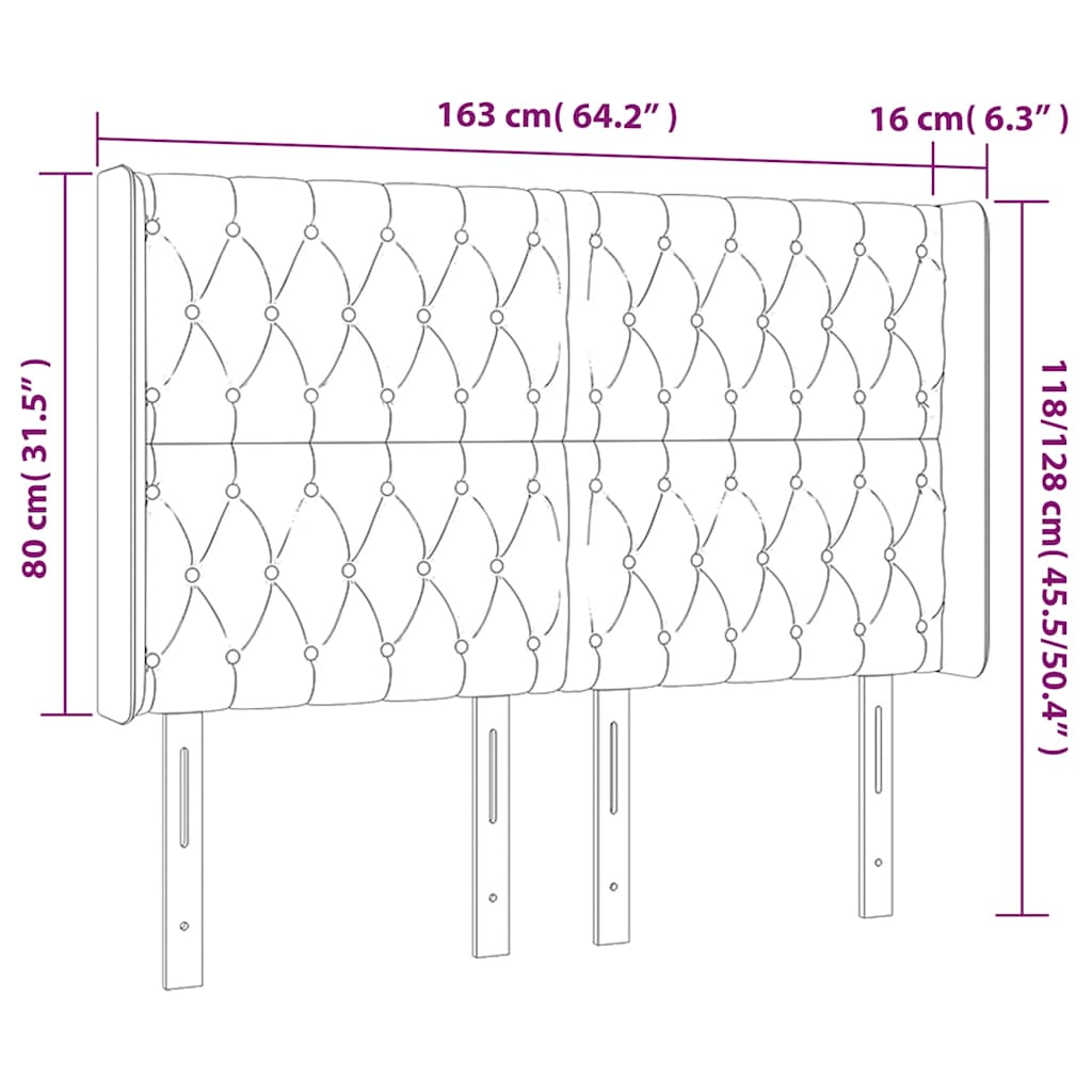 Tête de lit à LED Bleu foncé 163x16x118/128 cm Velours - XIOS
