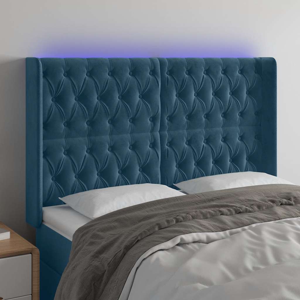 Tête de lit à LED Bleu foncé 163x16x118/128 cm Velours - XIOS