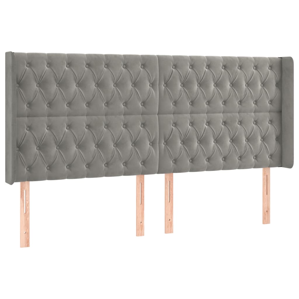 Tête de lit à LED Gris clair 183x16x118/128 cm Velours - XIOS