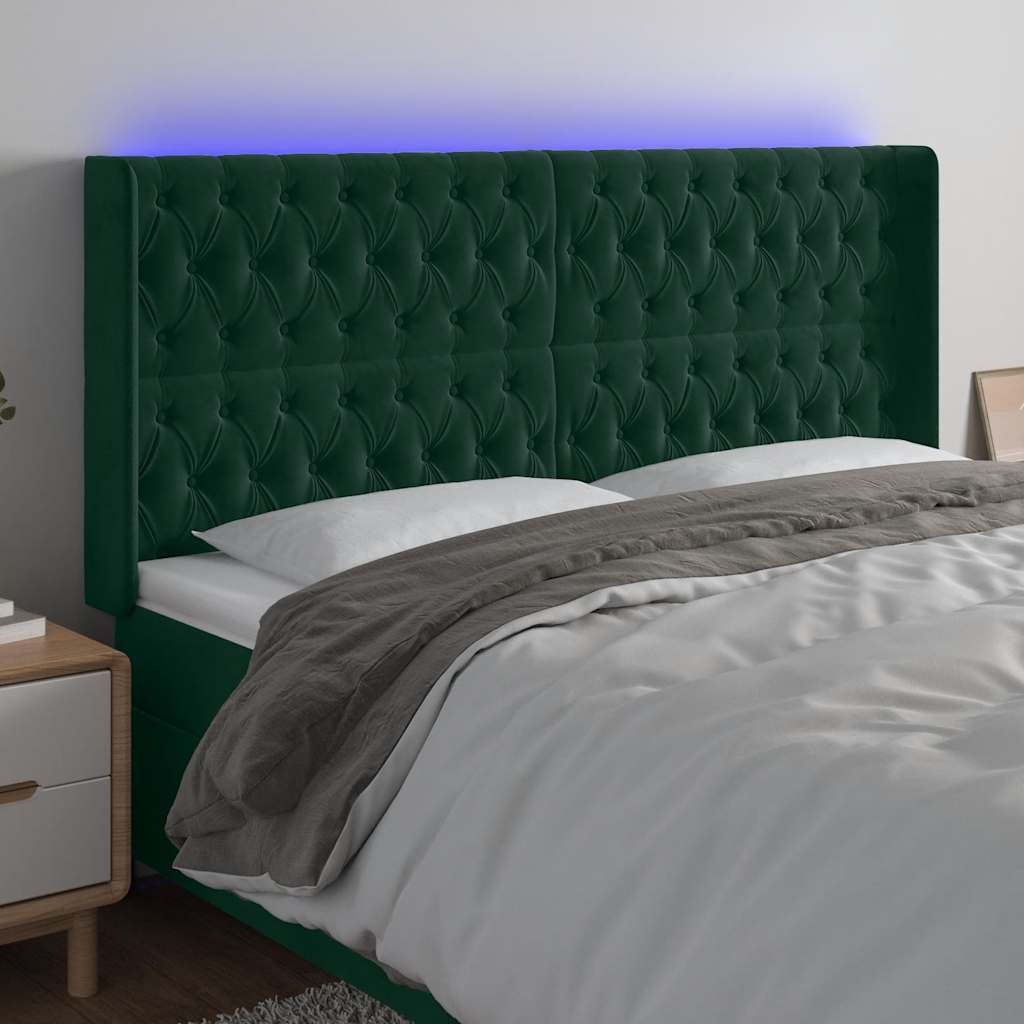 Tête de lit à LED Vert foncé 183x16x118/128 cm Velours - XIOS