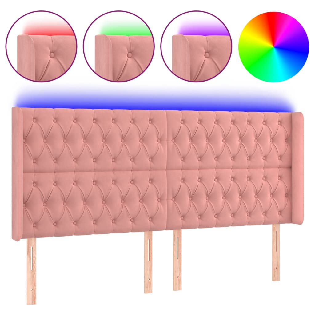 Tête de lit à LED Rose 183x16x118/128 cm Velours - XIOS