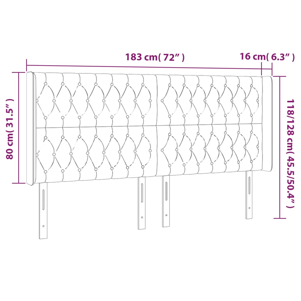 Tête de lit à LED Rose 183x16x118/128 cm Velours - XIOS