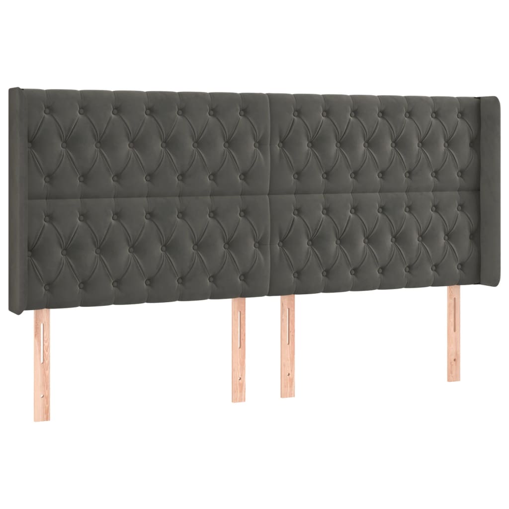 Tête de lit à LED Gris foncé 203x16x118/128 cm Velours - XIOS