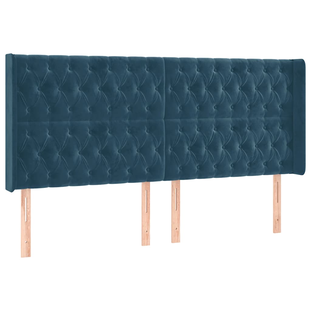 Tête de lit à LED Bleu foncé 203x16x118/128 cm Velours - XIOS