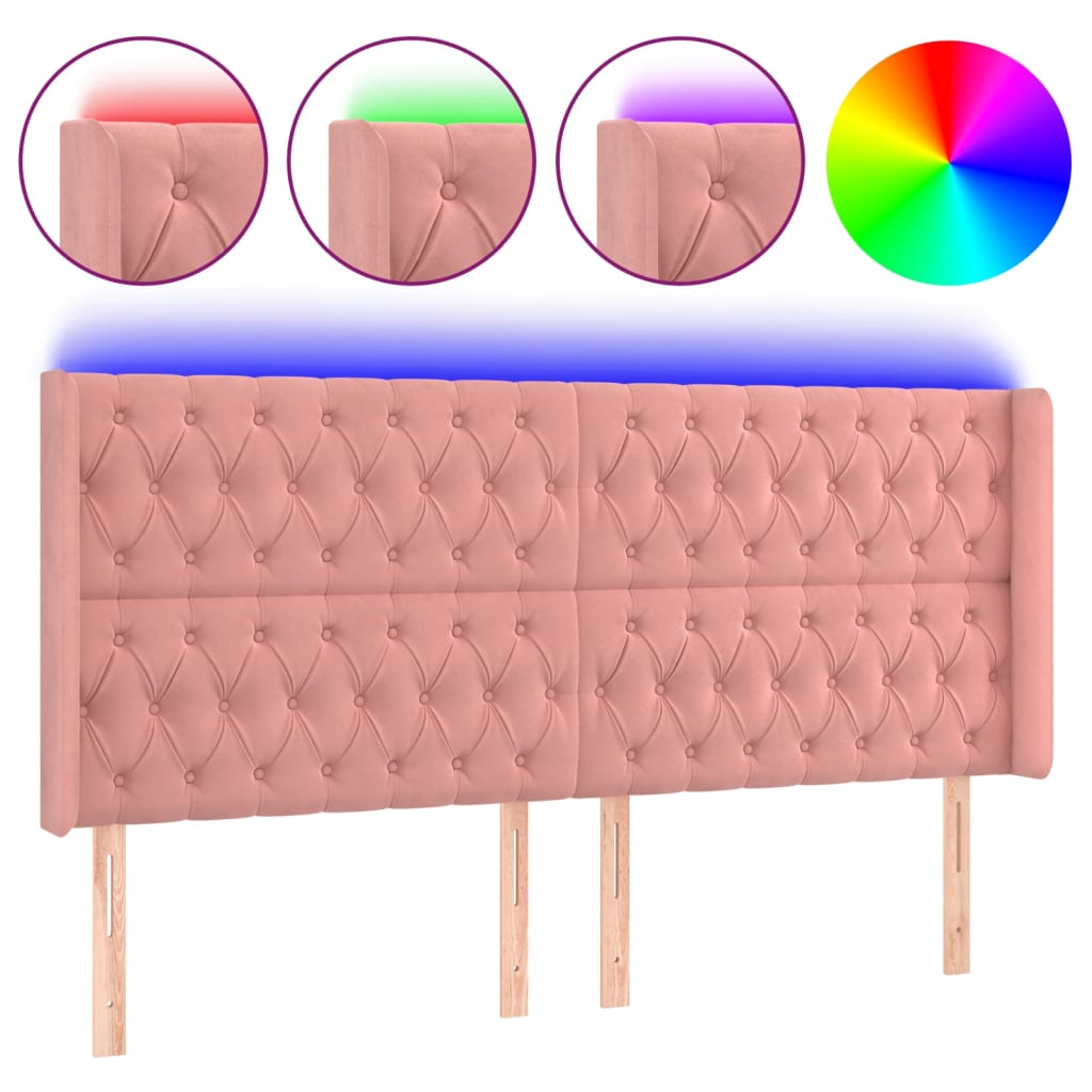 Tête de lit à LED Rose 203x16x118/128 cm Velours - XIOS