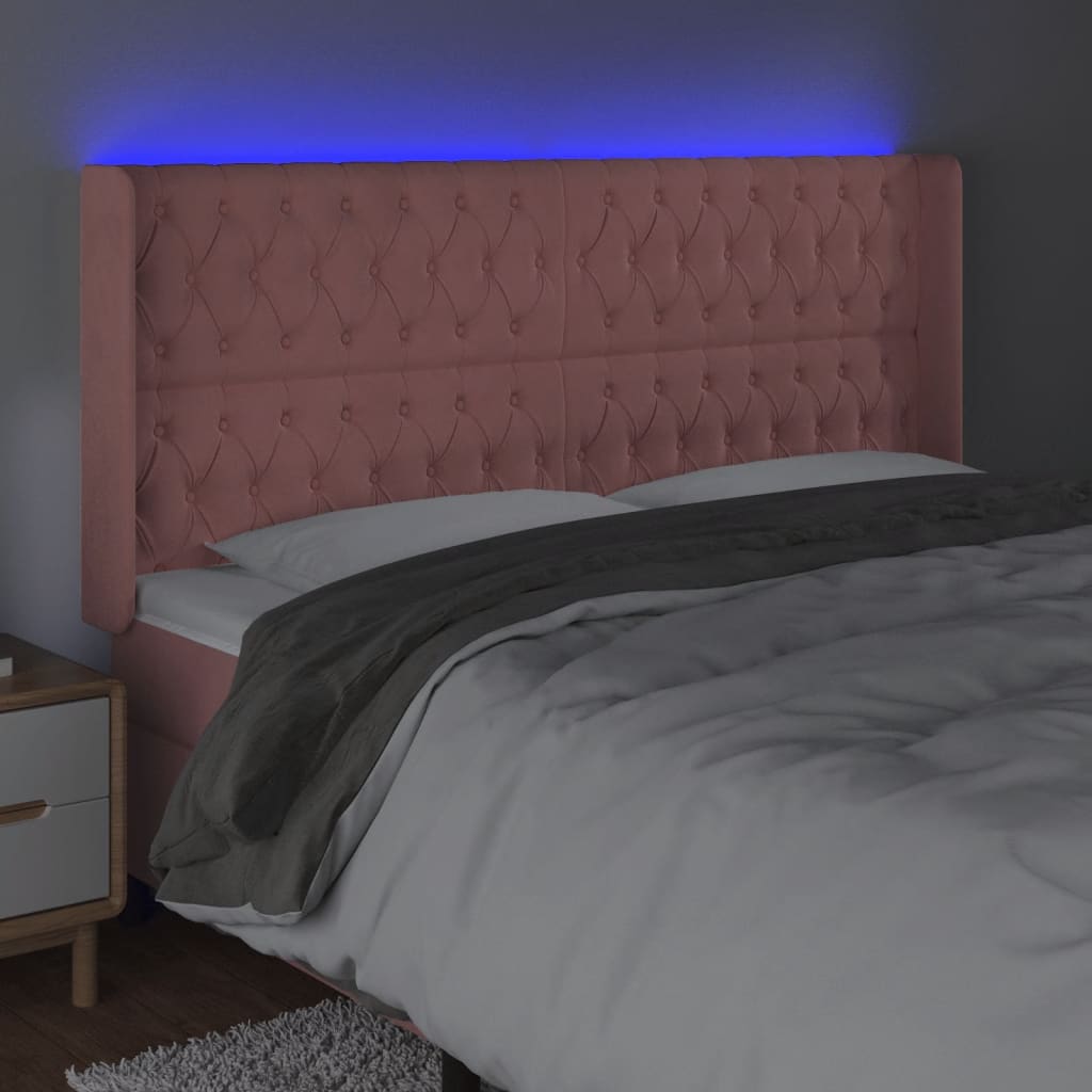 Tête de lit à LED Rose 203x16x118/128 cm Velours - XIOS