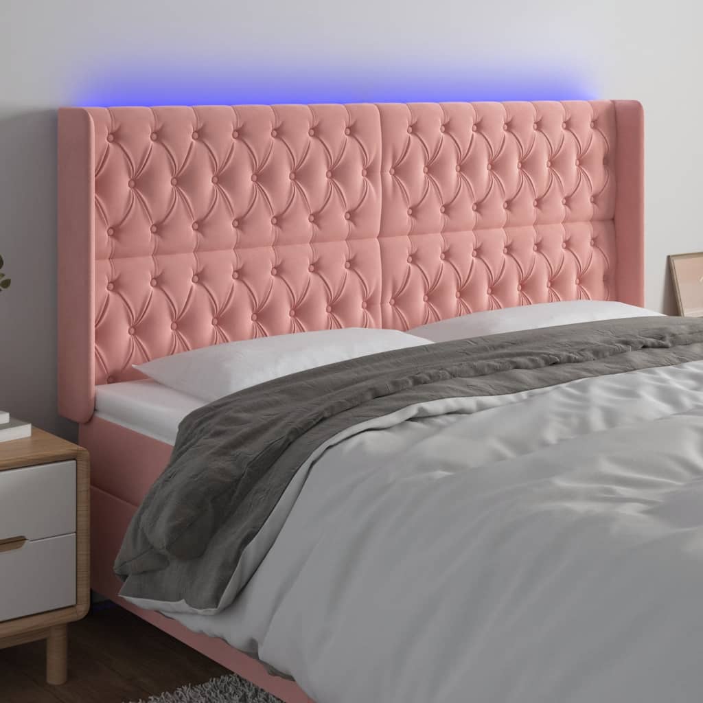 Tête de lit à LED Rose 203x16x118/128 cm Velours - XIOS