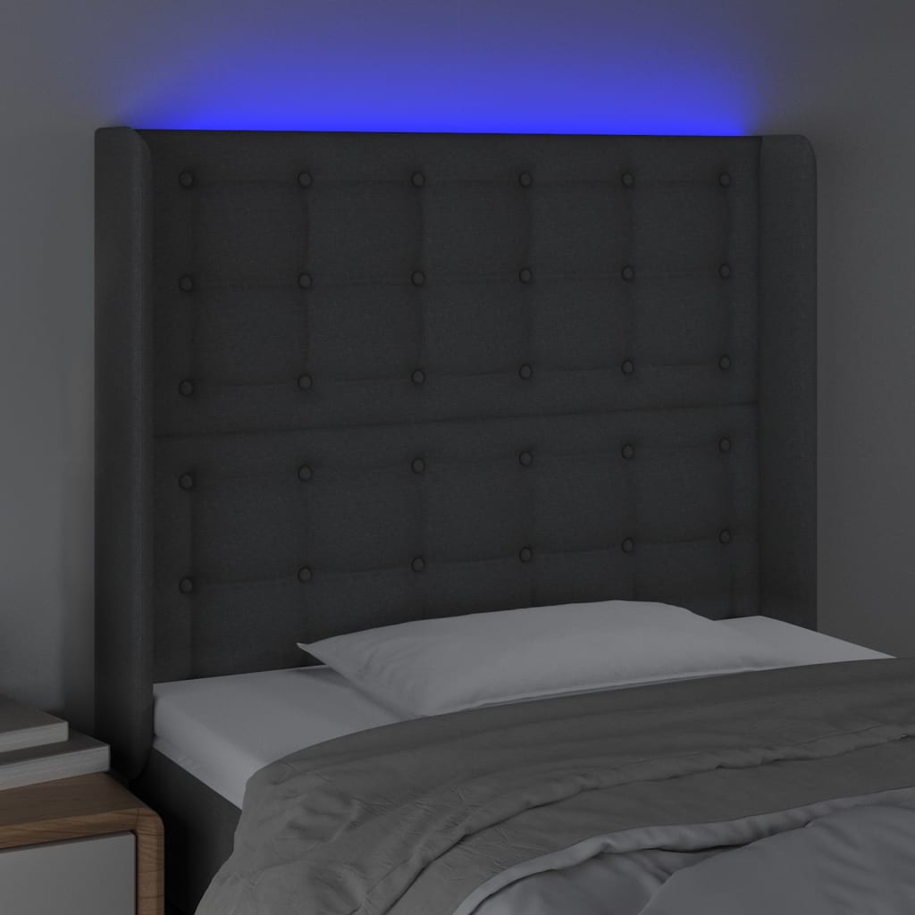 Tête de lit à LED Gris foncé 83x16x118/128 cm Tissu - XIOS