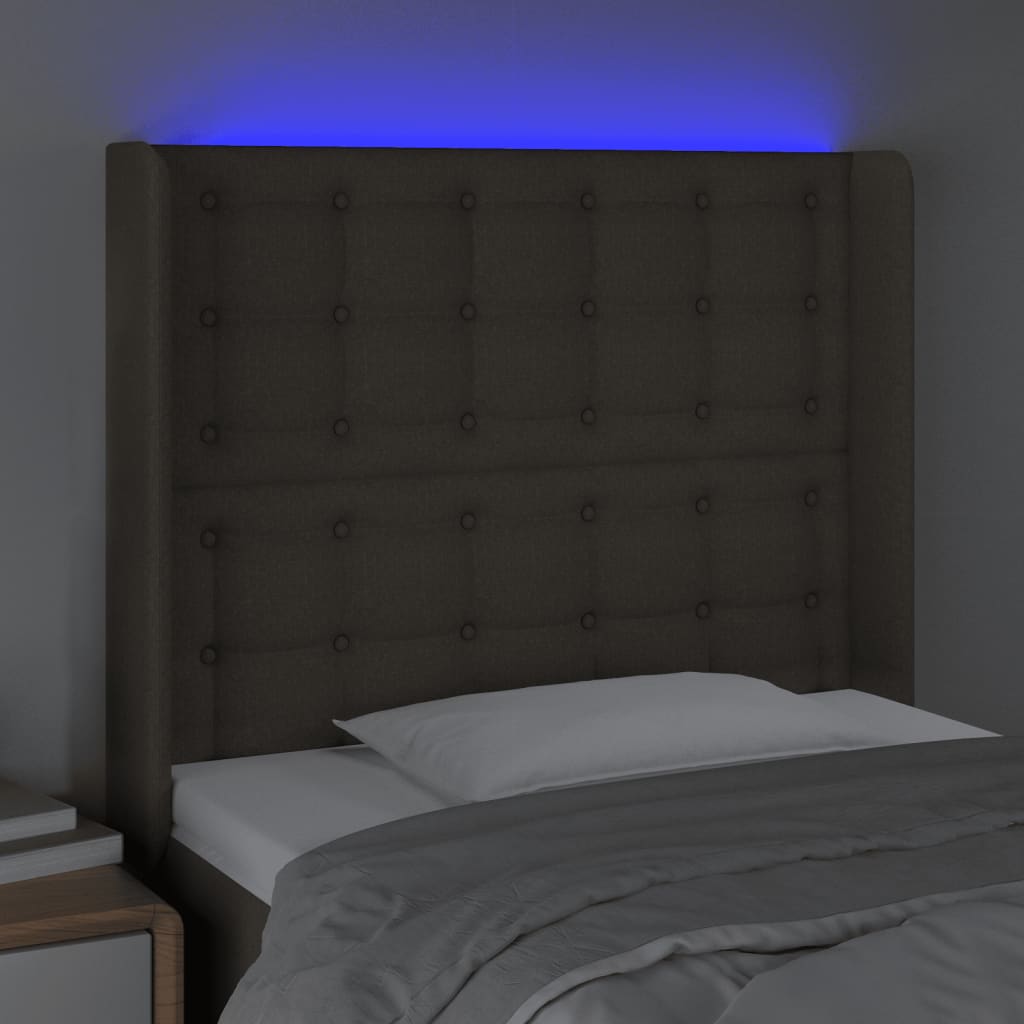 Tête de lit à LED Taupe 83x16x118/128 cm Tissu - XIOS