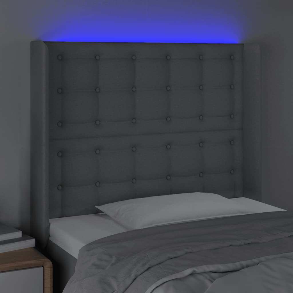 Tête de lit à LED Gris clair 93x16x118/128 cm Tissu - XIOS