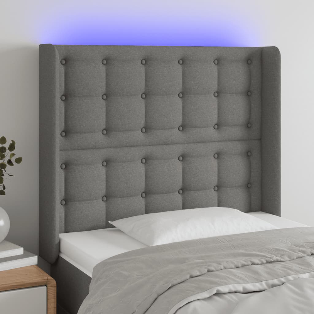 Tête de lit à LED Gris foncé 93x16x118/128 cm Tissu - XIOS