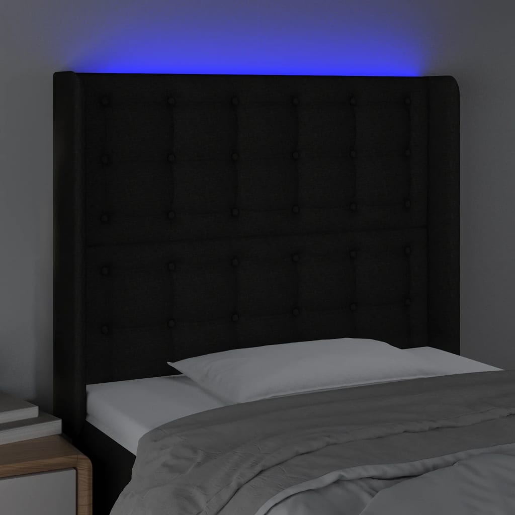Tête de lit à LED Noir 93x16x118/128 cm Tissu - XIOS