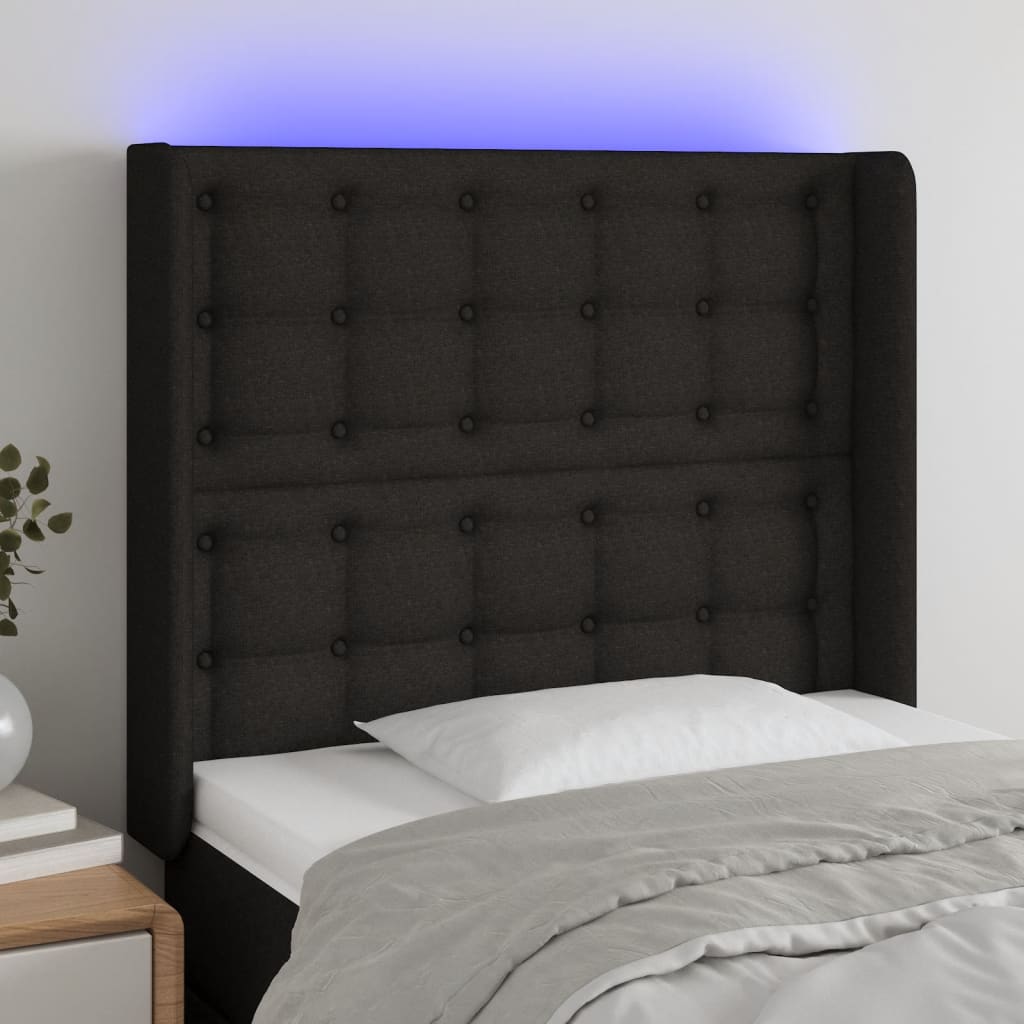 Tête de lit à LED Noir 93x16x118/128 cm Tissu - XIOS
