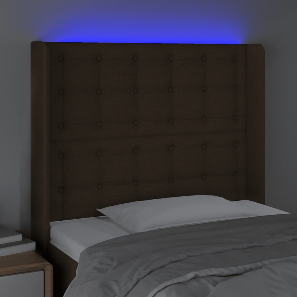 Tête de lit à LED Marron foncé 93x16x118/128 cm Tissu - XIOS