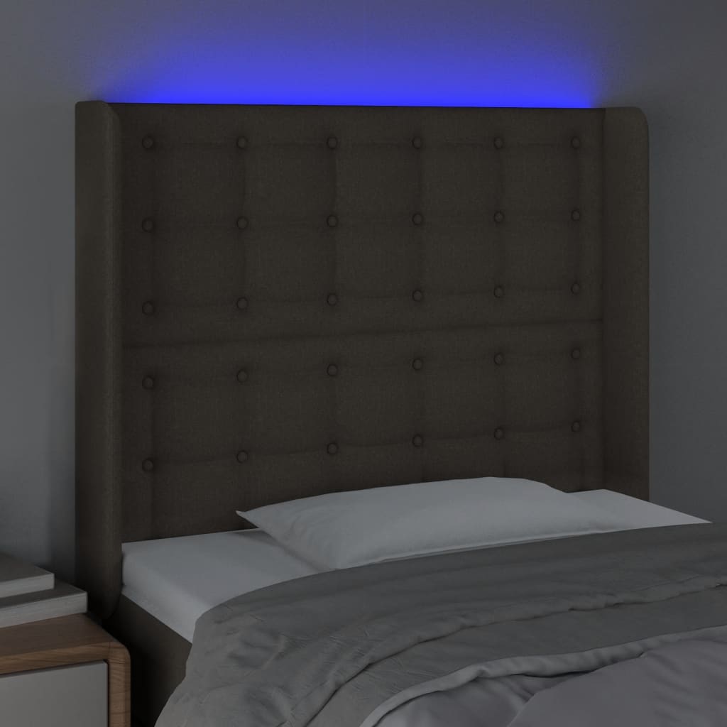 Tête de lit à LED Taupe 93x16x118/128 cm Tissu - XIOS