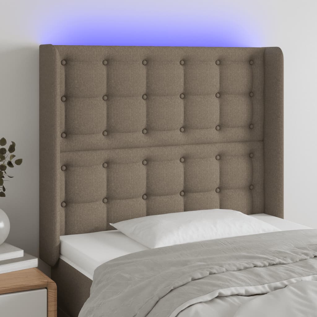 Tête de lit à LED Taupe 93x16x118/128 cm Tissu - XIOS