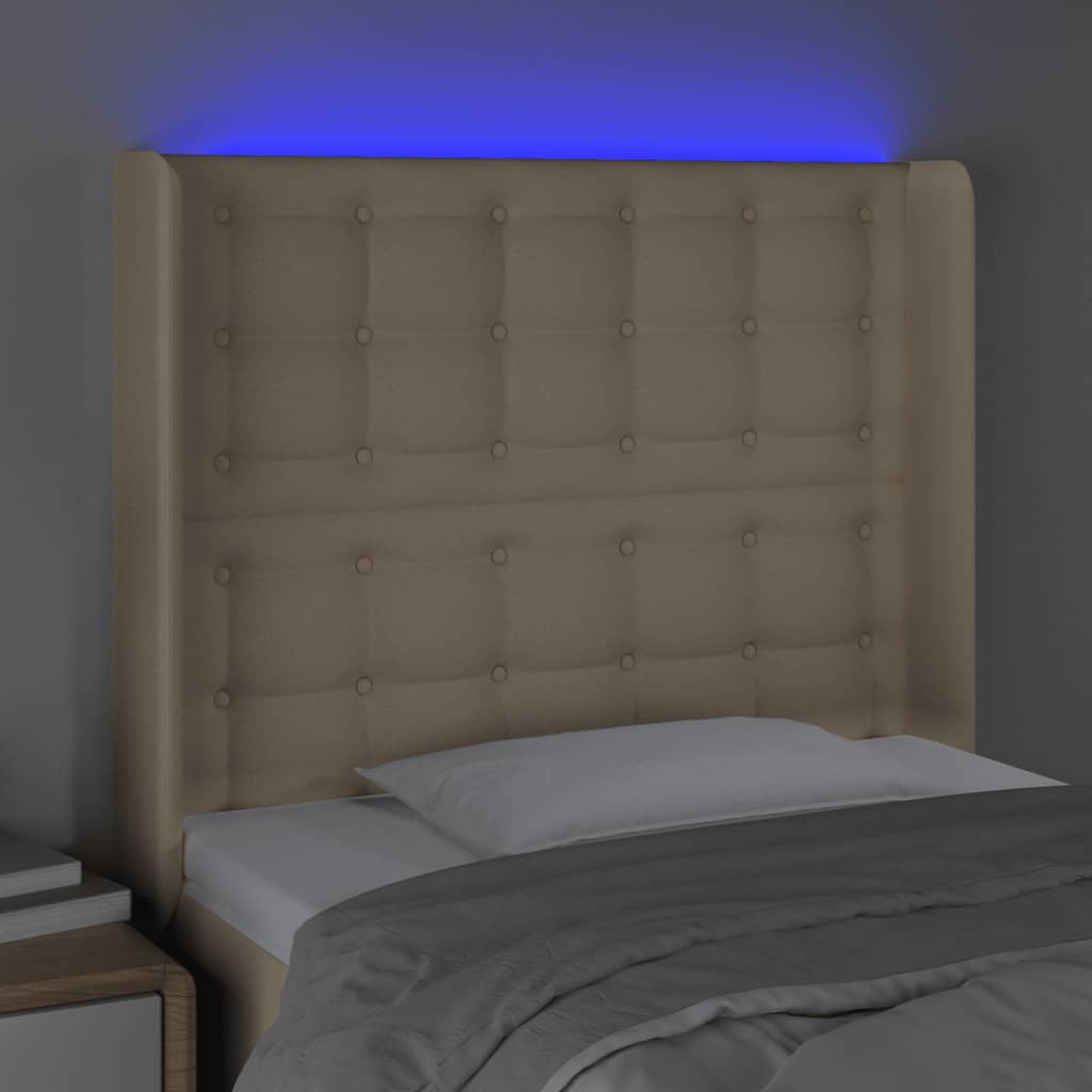 Tête de lit à LED Crème 93x16x118/128 cm Tissu - XIOS