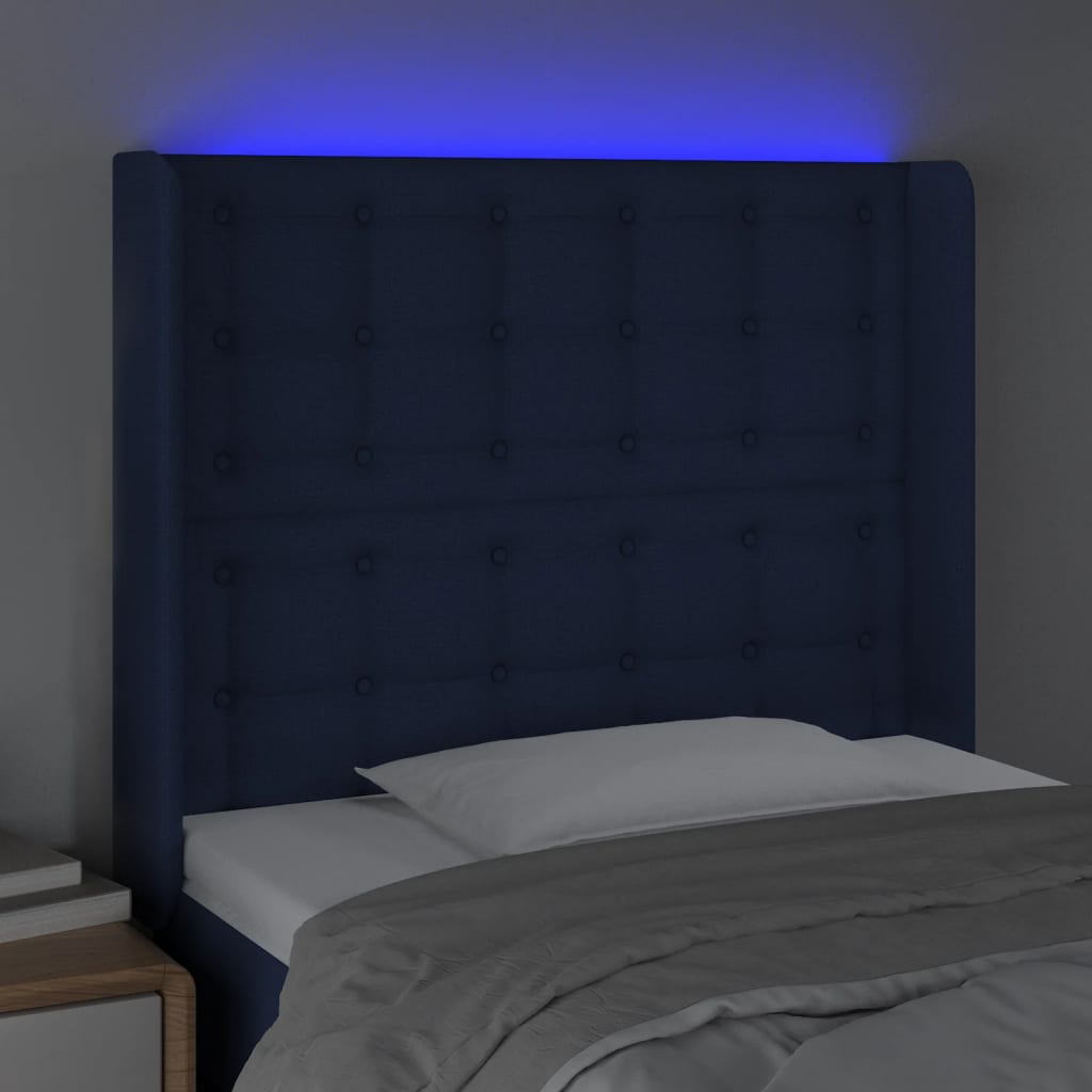 Tête de lit à LED Bleu 93x16x118/128 cm Tissu - XIOS