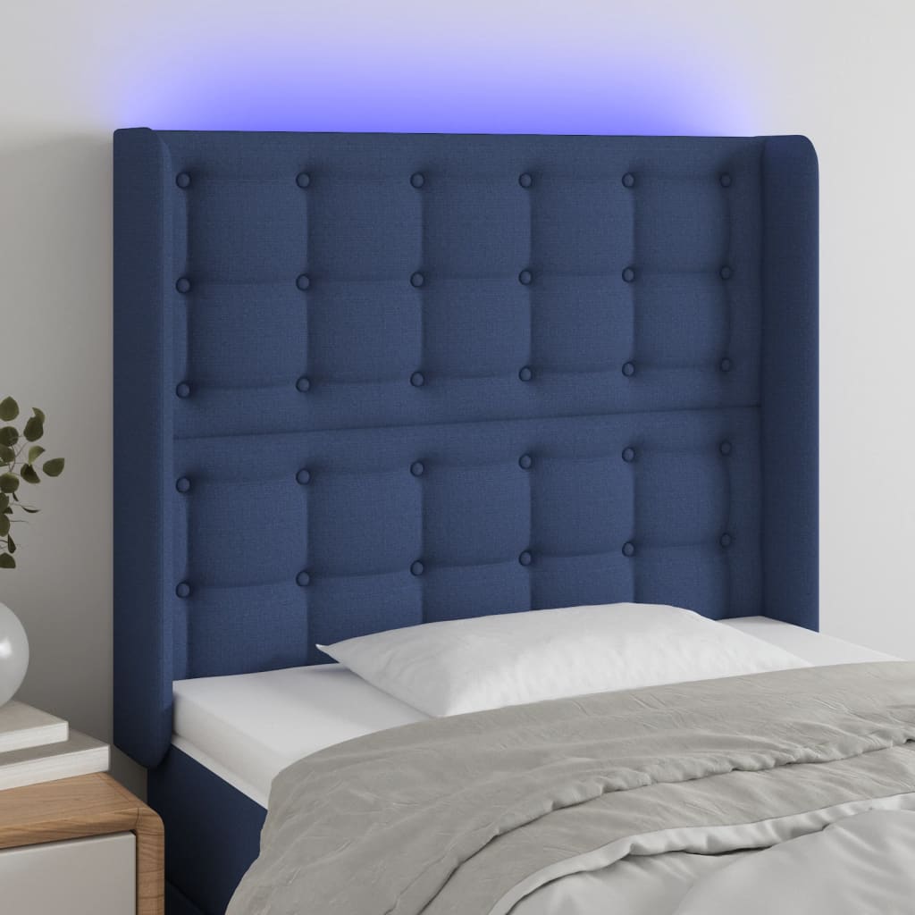Tête de lit à LED Bleu 93x16x118/128 cm Tissu - XIOS